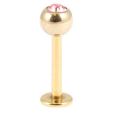 Zircon Titanium Jewelled Labrets 1.6mm (Gold colour PVD) 1.6mm, 8mm, 5mm, Light Pink