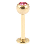 Zircon Titanium Jewelled Labrets 1.6mm (Gold colour PVD) 1.6mm, 8mm, 5mm, Pink