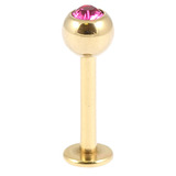 Zircon Titanium Jewelled Labrets 1.6mm (Gold colour PVD) 1.6mm, 8mm, 5mm, Fuchsia
