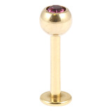 Zircon Titanium Jewelled Labrets 1.6mm (Gold colour PVD) 1.6mm, 8mm, 5mm, Purple