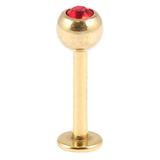 Zircon Titanium Jewelled Labrets 1.6mm (Gold colour PVD) 1.6mm, 8mm, 5mm, Red