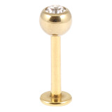 Zircon Titanium Jewelled Labrets 1.6mm (Gold colour PVD) 1.6mm, 8mm, 5mm, Crystal Clear