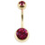 Zircon Titanium Double Jewelled Belly Bars (Gold colour PVD) - SKU 10793