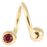 Zircon Titanium Double Jewelled Spirals 1.2mm (Gold colour PVD) 1.2mm, 8mm, 3mm, Pink