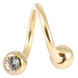 Zircon Titanium Double Jewelled Spirals 1.2mm (Gold colour PVD) 1.2mm, 8mm, 3mm, Crystal Clear
