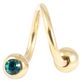 Zircon Titanium Double Jewelled Spirals 1.2mm (Gold colour PVD) 1.2mm, 8mm, 3mm, Turquoise
