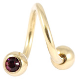 Zircon Titanium Double Jewelled Spirals 1.2mm (Gold colour PVD) 1.2mm, 10mm, 3mm, Purple
