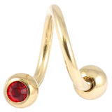 Zircon Titanium Double Jewelled Spirals 1.2mm (Gold colour PVD) 1.2mm, 10mm, 3mm, Red