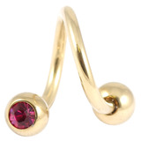 Zircon Titanium Double Jewelled Spirals 1.2mm (Gold colour PVD) 1.2mm, 10mm, 3mm, Fuchsia