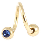Zircon Titanium Double Jewelled Spirals 1.2mm (Gold colour PVD) 1.2mm, 10mm, 3mm, Sapphire