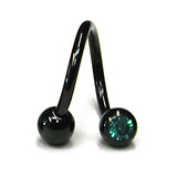Black Titanium Double Jewelled Spirals 1.2x10mm 1.2mm, 10mm, 3mm, Turquoise