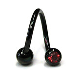 Black Titanium Double Jewelled Spirals 1.2x10mm 1.2mm, 10mm, 3mm, Red
