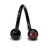 Black Titanium Double Jewelled Spirals 1.2x10mm 1.2mm, 10mm, 3mm, Pink