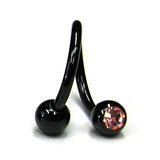 Black Titanium Double Jewelled Spirals 1.2x10mm 1.2mm, 10mm, 3mm, Light Pink