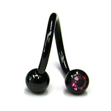 Black Titanium Double Jewelled Spirals 1.2x10mm 1.2mm, 10mm, 3mm, Fuchsia