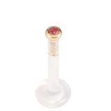 Bioflex Push-fit Labret with 18ct Gold Jewelled Top (1.8mm Top) 1.6mm, 7mm, 1.8mm, Pink