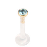 Bioflex Push-fit Labret with 18ct Gold Jewelled Top (2.8mm Top) - SKU 11059