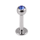 Steel Jewelled Labret 1.2mm with 2.5mm ball 1.2mm, 6mm, 2.5mm, Sapphire Blue