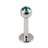 Steel Jewelled Labret 1.2mm with 2.5mm ball 1.2mm, 6mm, 2.5mm, Turquoise