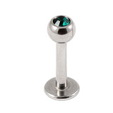 Steel Jewelled Labret 1.2mm with 2.5mm ball 1.2mm, 6mm, 2.5mm, Dark Green