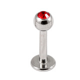 Steel Jewelled Labret 1.2mm with 2.5mm ball 1.2mm, 6mm, 2.5mm, Red