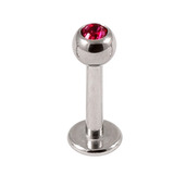 Steel Jewelled Labret 1.2mm with 2.5mm ball 1.2mm, 6mm, 2.5mm, Fuchsia
