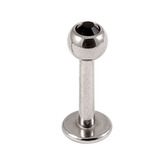 Steel Jewelled Labret 1.2mm with 2.5mm ball 1.2mm, 6mm, 2.5mm, Jet Black