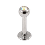 Steel Jewelled Labret 1.2mm with 2.5mm ball 1.2mm, 7mm, 2.5mm, Crystal AB