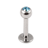 Steel Jewelled Labret 1.2mm with 2.5mm ball 1.2mm, 7mm, 2.5mm, Light Blue