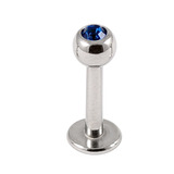 Steel Jewelled Labret 1.2mm with 2.5mm ball 1.2mm, 7mm, 2.5mm, Capri Blue