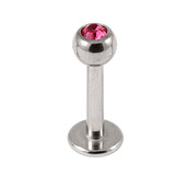Steel Jewelled Labret 1.2mm with 2.5mm ball 1.2mm, 7mm, 2.5mm, Pink
