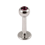 Steel Jewelled Labret 1.2mm with 2.5mm ball 1.2mm, 7mm, 2.5mm, Purple