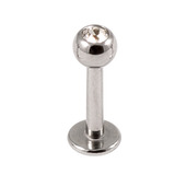 Steel Jewelled Labret 1.2mm with 2.5mm ball 1.2mm, 9mm, 2.5mm, Crystal Clear
