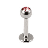 Steel Jewelled Labret 1.2mm with 2.5mm ball 1.2mm, 9mm, 2.5mm, Light Pink