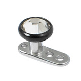 Titanium Dermal Anchor with Black Titanium Jewelled Disk Top 1.6mm, 2.5mm, 4mm Crystal Clear