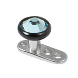 Titanium Dermal Anchor with Black Titanium Jewelled Disk Top 1.6mm, 2.5mm, 4mm Light Blue
