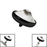 Black Titanium Jewelled Disk for Internal Thread shafts in 1.6mm (1.2mm). Also fits Dermal Anchor Black Titanium, 4mm, Crystal Clear