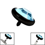 Black Titanium Jewelled Disk for Internal Thread shafts in 1.6mm (1.2mm). Also fits Dermal Anchor Black Titanium, 4mm, Light Blue