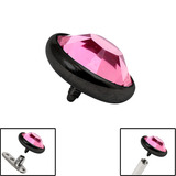Black Titanium Jewelled Disk for Internal Thread shafts in 1.6mm (1.2mm). Also fits Dermal Anchor Black Titanium, 4mm, Pink