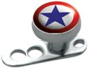 Titanium Dermal Anchor with Logo Picture Top 2.5mm, Mirror Polish, Blue Star (TDP2)