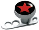 Titanium Dermal Anchor with Logo Picture Top 2.5mm, Mirror Polish, Red Star (TDP3)