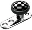 Titanium Dermal Anchor with Logo Picture Top 2.5mm, Black Titanium, Checker (BDP4)