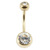 Zircon Titanium Double Jewelled Belly Bars (Gold colour) - SKU 11424