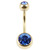 Zircon Titanium Double Jewelled Belly Bars (Gold colour) - SKU 11425
