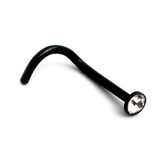 Black Titanium Jewelled Nose Studs 1.0mm, Crystal Clear