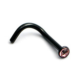 Black Titanium Jewelled Nose Studs 1.0mm, Light Pink