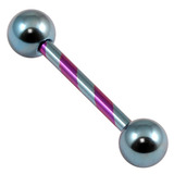 Titanium Candy Stripe Barbells 10-16mm 12mm, 5mm, Purple and Light Blue