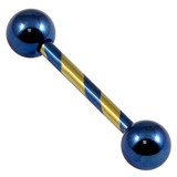Titanium Candy Stripe Barbells 10-16mm 12mm, 5mm, Blue and Gold