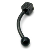 Black Steel Micro Curved Bar with Black Steel Dice 1.2mm 1.2mm, 8mm, Single Dice