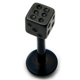 Black Steel Labret with Black Steel Dice 1.2mm, 6mm, 3mm